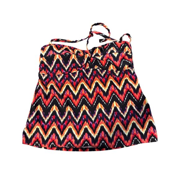 Catalina Womens Chevron Print Tankini Top M Adjustable Straps Nylon/Spandex Blen - Picture 1 of 6